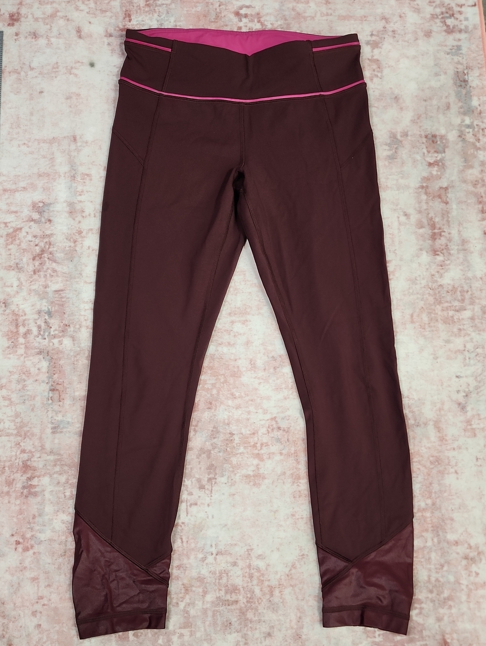 Lululemon Pace Queen Tight 7/8 Crop Bordeaux Drama Maroon Raspberry Pink Size 6